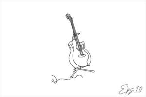 guitarra musical instrumento continuo línea vector ilustración