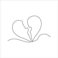 continuous line drawing of love shape puzzle vector