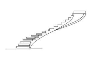 continuous line art drawing of stairs vector