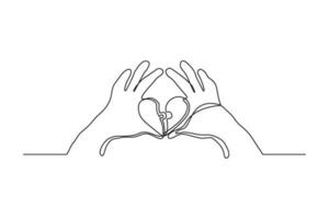 continuous line vector illustration of hands forming puzzle