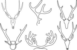 continuous line drawing of deer antlers vector illustration