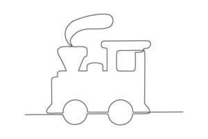 steam train locomotive continuous line art drawing vector