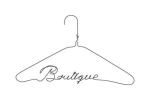 continuous line clothes hanger vector illustration form lettering