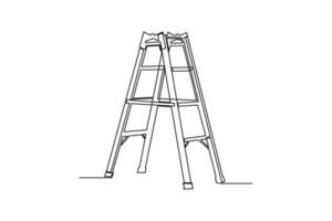 continuous line art drawing of folding ladder vector