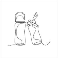 Continuous line drawing of a drink bottle vector