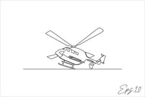 continuous line vector illustration helicopter