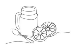 orange juice drink continuous line vector illustration design