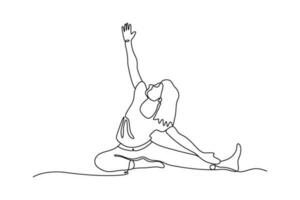 yoga gimnástico mujer línea vector ilustración diseño