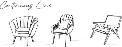 salón silla continuo línea dibujo vector