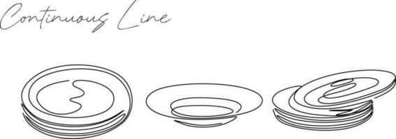 continuous line plate bundle set illustration vector