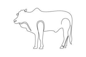 continuo línea Arte dibujo de un vaca vector