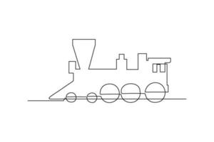 steam train continuous line art drawing vector