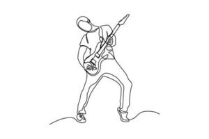 continuous line vector illustration of a person playing guitar