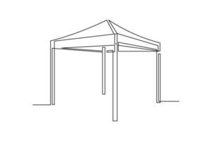 continuous line art drawing of canopy pop up tent vector