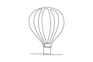 hot air balloon continuous line art drawing vector