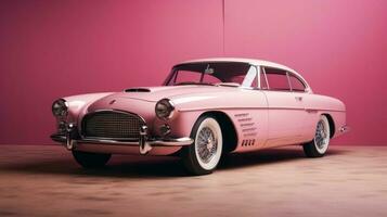 Retro classic pink car wallpaper photo