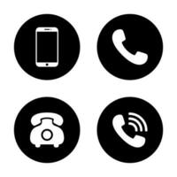 Mobile phone and vintage telephone icon set collection. Cellphone call sign symbol vector