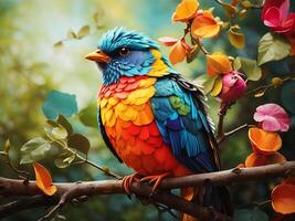 A Colorful bird in forest photo