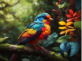 A Colorful bird in forest ai generated photo