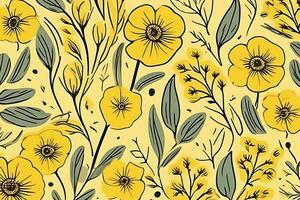 hand drawn yellow flowers pattern photo