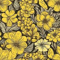 hand drawn yellow flowers pattern photo