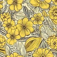 hand drawn yellow flowers pattern photo