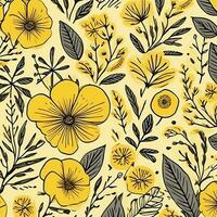 hand drawn yellow flowers pattern photo