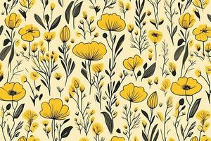 hand drawn yellow flowers pattern photo