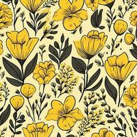 hand drawn yellow flowers pattern photo