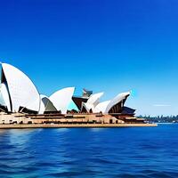 Sydney ópera casa con mar y azul cielo ai generar azul cielo foto