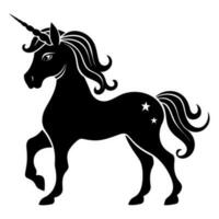 linda unicornio negro silueta vector
