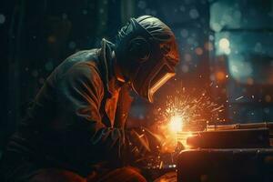 Industrial welder work. Generate Ai photo