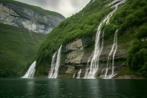 cascada agua Noruega. generar ai foto
