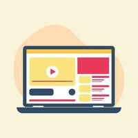 Video tutorial on laptop flat concept design vector