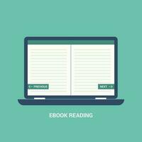 Online book reading concept flat design vector