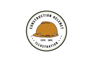 Vintage Retro Builder Helmet Badge Emblem Label for Construction Illustration Vector