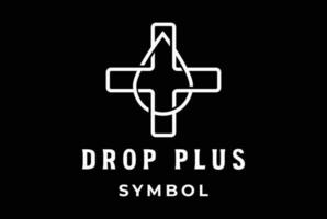 Pure Liquid Water Oil Drop With Plus or Health Symbol Line Monogram Icon Illustration Vector