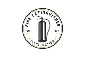 Vintage Circular Fire Extinguisher Badge Emblem Label Illustration Vector