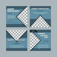 Creative vector of social media post template for Youth day, Happy Youth Day, Perfect for social media post, background and web internet ads.
