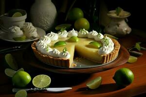 Lime pie slice dessert. Generate Ai photo