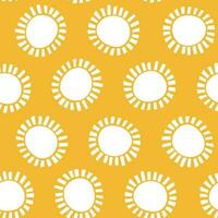 Abstract white suns seamless pattern on yellow background. Geometric circle repeat pattern in minimalist style. Farbric, paper, clothing summer design. vector