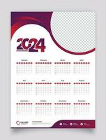 SImple single page wall calendar of 2024 with gradient color and image placeholder vector