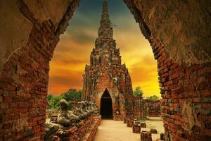 Ayutthaya Historical Park, ancient and beautiful temple in Ayutthaya period Wat Chaiwatthanaram, Thailand photo