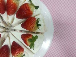 close - up view of delicious strawberries shortcake photo