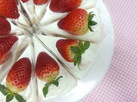 close - up view of delicious strawberries shortcake photo