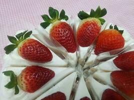 close - up view of delicious strawberries shortcake photo