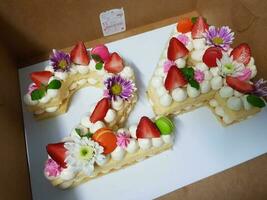 close - up view of delicious strawberries shortcake photo