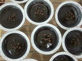 chocolate cake with nuts photo