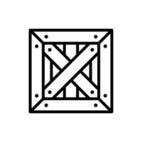 Square shipping crate, cargo box front view icon in line style design isolated on white background. Editable stroke. vector