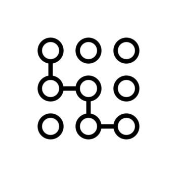 Pattern lock, password, security concept icon in line style design isolated on white background. Editable stroke. vector